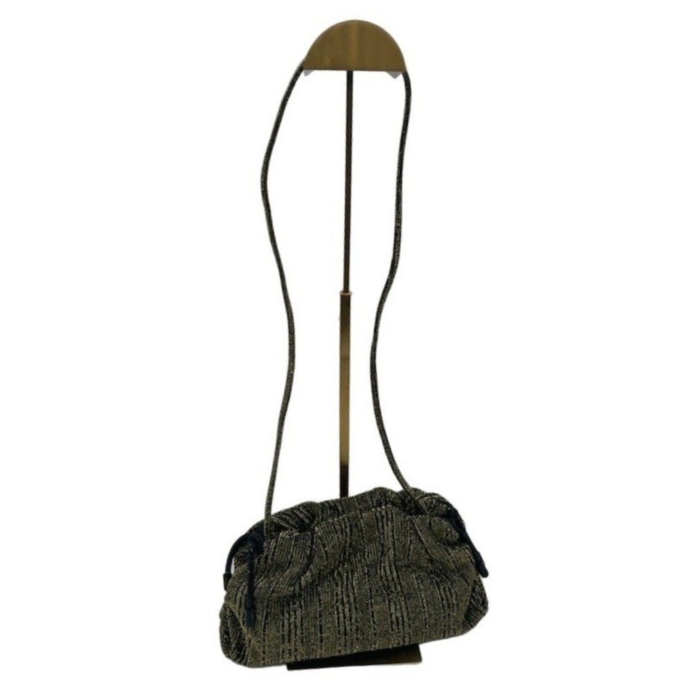 Rebecca Minkoff Bag Women's Gold Olive Black Metallic Knit Pouch Evening Purse